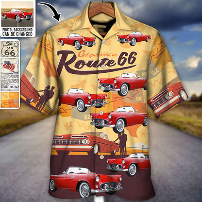 Route 66 Car Racing Love Road Custom Photo - Hawaiian Shirt - Personalized Photo Gifts, Idea Gift for Men Summer HO4282