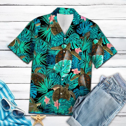 Summer Turtle Tropical Jungle Hawaiian Shirt, Summer aloha hawaii shirt for Men women HO1720