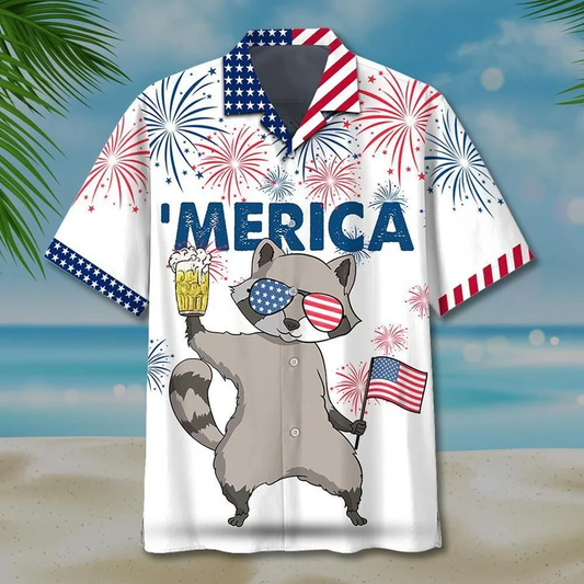 Swag Raccoon Watercolor Design Hawaiian Shirt HO2021