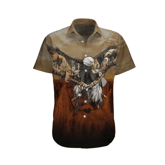 Symmetrycal Native America Watercolor Design Hawaiian Shirt HO2052