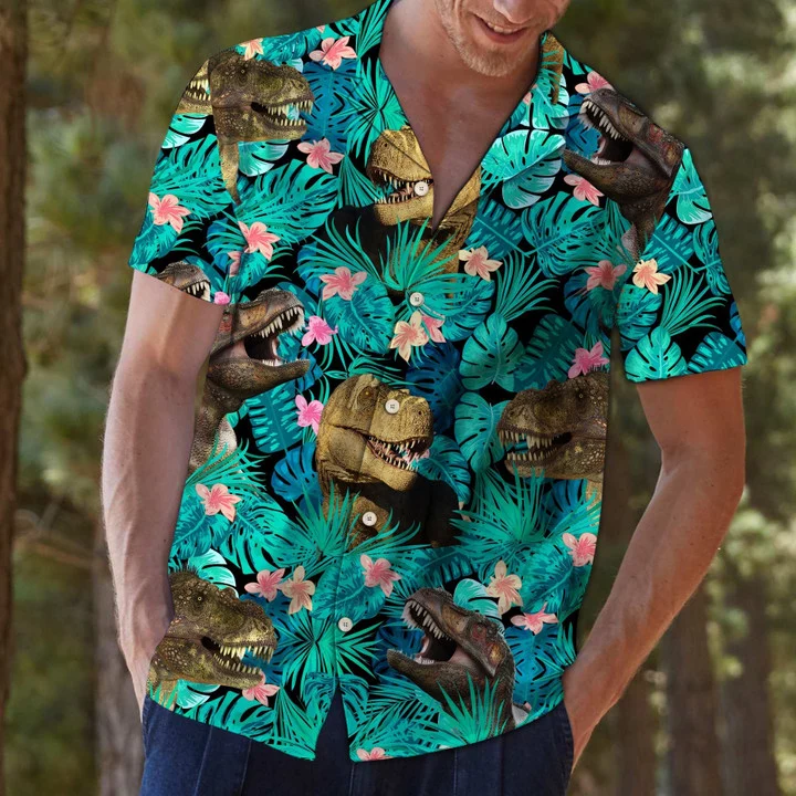T-Rex Tropical Hawaiian Shirt, Summer gift for Men and women HO0568