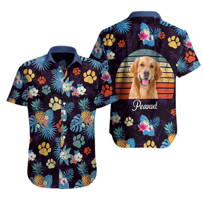 Custom Dog Photo Name Hawaiian Shirts for Dogs and Owners Tropical Shirts for Men Aloha Shirt Outfit HO4354