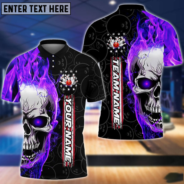 Custom Skull Flame Bowling Polo Shirts For Team BO0156