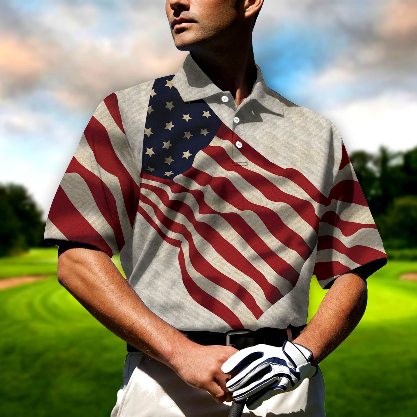 Proud Golf American Flag Golf Polo Shirt GM0093