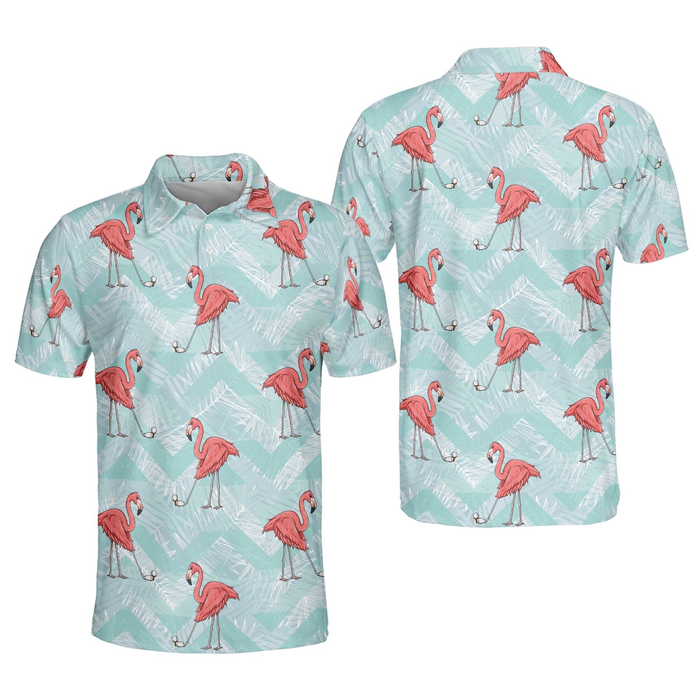 Flamingo Floral Summer Tropical Hawaiian Golf Polo Shirt GM0299
