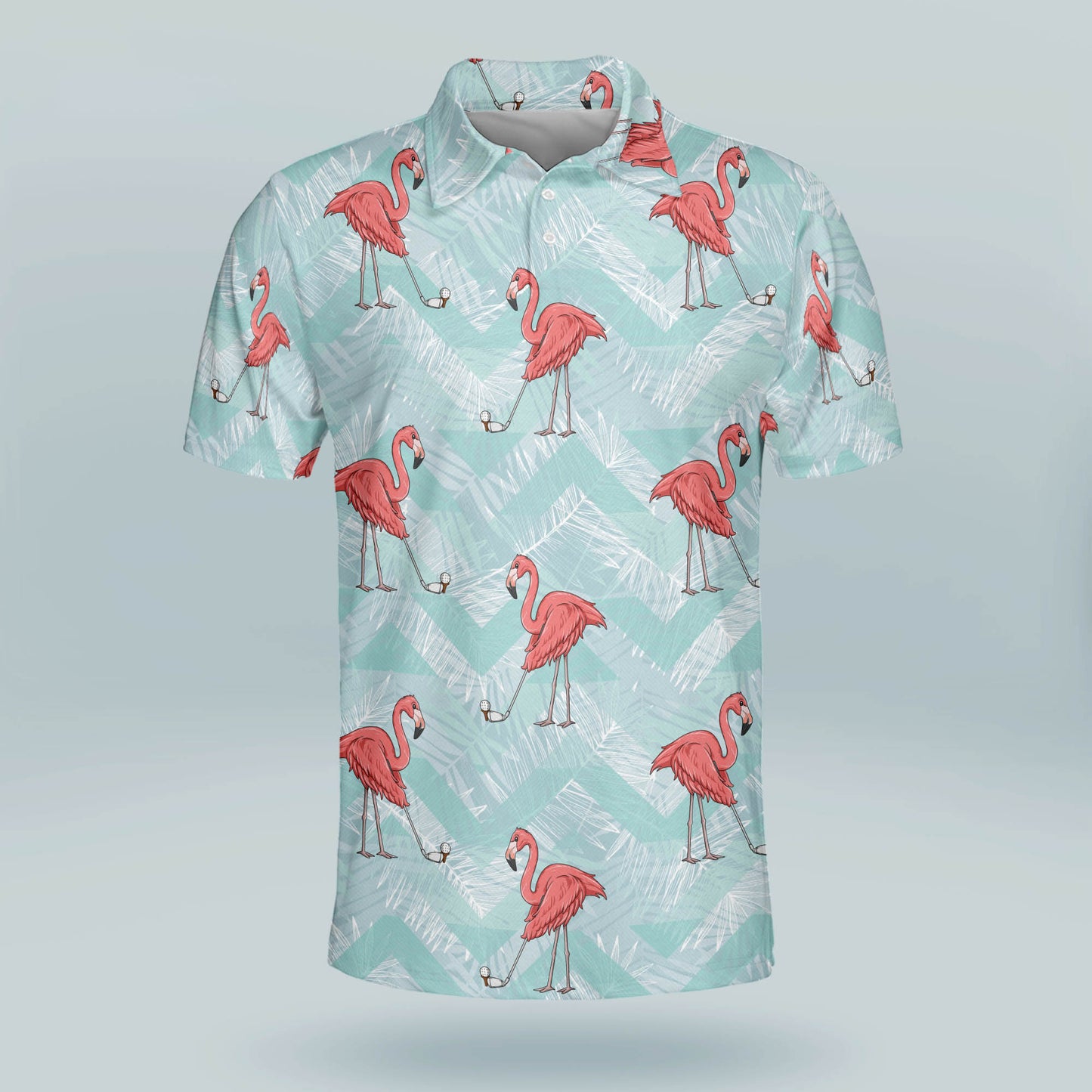 Flamingo Floral Summer Tropical Hawaiian Golf Polo Shirt GM0299