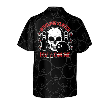 Flame Skull Bowling Slayer - Follow Me Button-Down Hawaiian Shirt HB0025