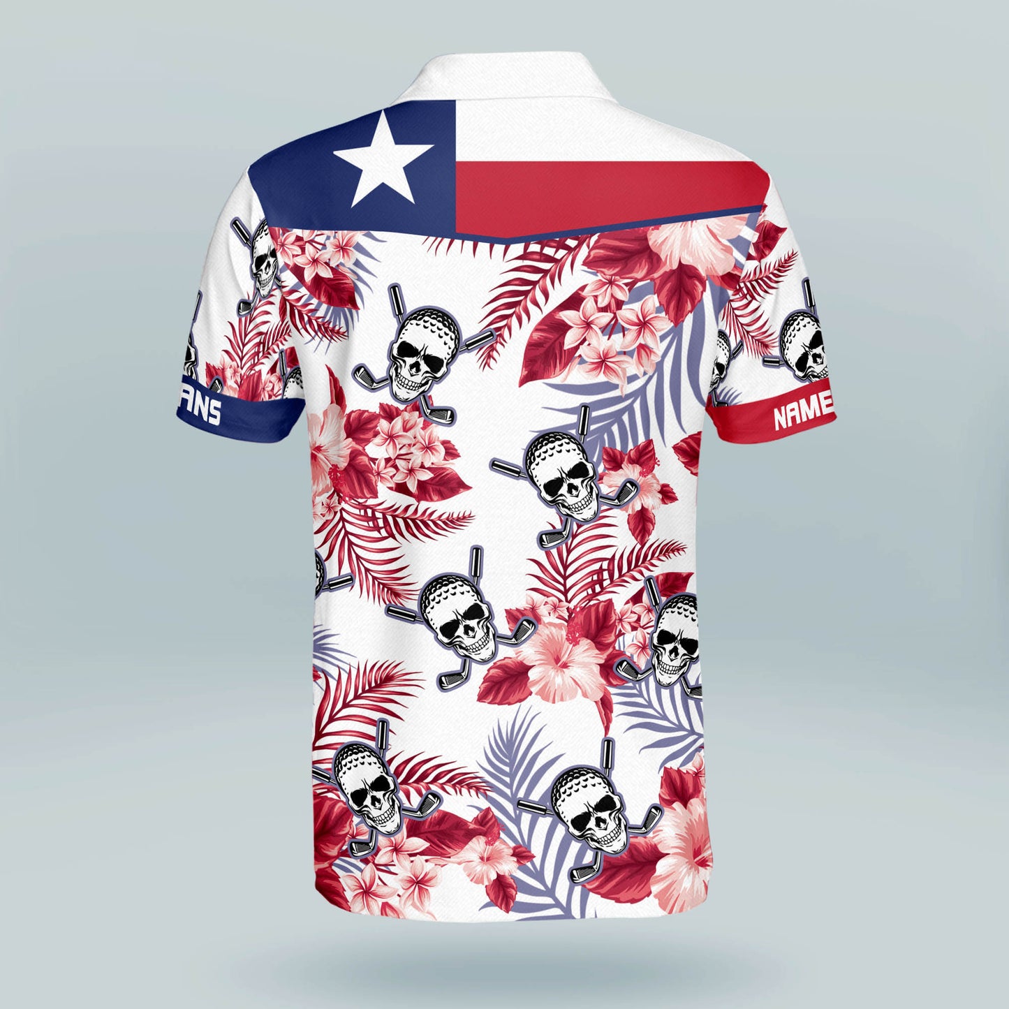 Texas Skull Floral Pattern Golf Polo Shirt GM0300
