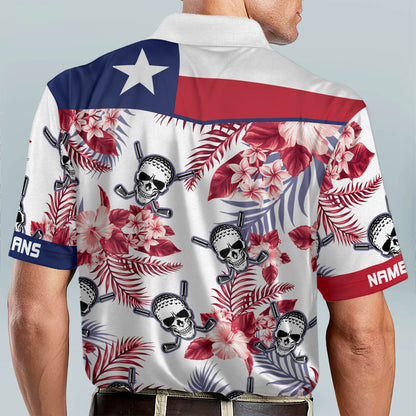 Texas Skull Floral Pattern Golf Polo Shirt GM0300