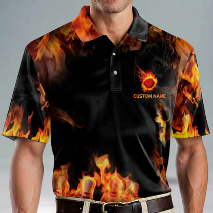 Custom Bowling Shirts For Men - Custom Designer Flame Bowling Shirts For Men - Personalized Crazy Yellow Fire Bowling Shirts Short Sleeve With Name BM0092
