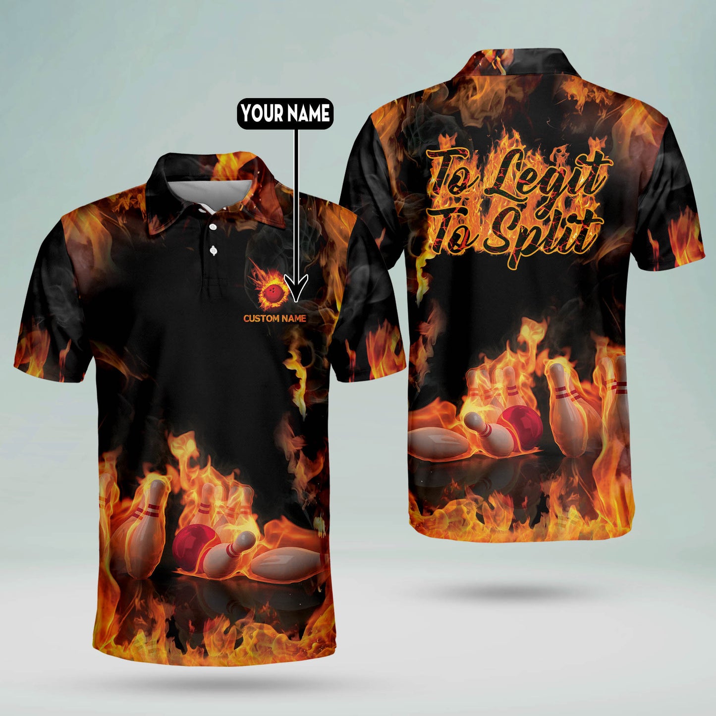 Custom Bowling Shirts For Men - Custom Designer Flame Bowling Shirts For Men - Personalized Crazy Yellow Fire Bowling Shirts Short Sleeve With Name BM0092