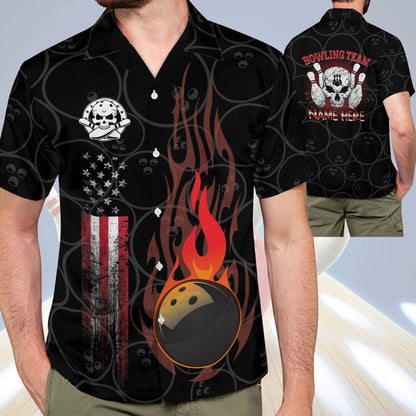 Funny Flame Skull Bowling Shirt HB0027