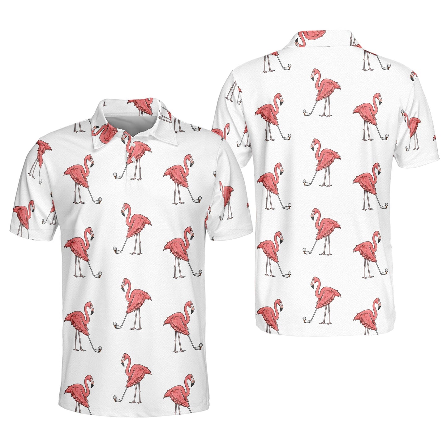 Flamingo Floral Summer Tropical Hawaiian Golf Polo Shirt GM0301