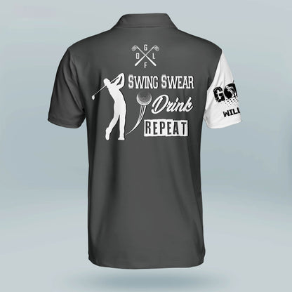 Swing Swear Drink Beer Repeat Golf Polo Shirt GM0149