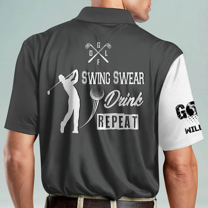 Swing Swear Drink Beer Repeat Golf Polo Shirt GM0149