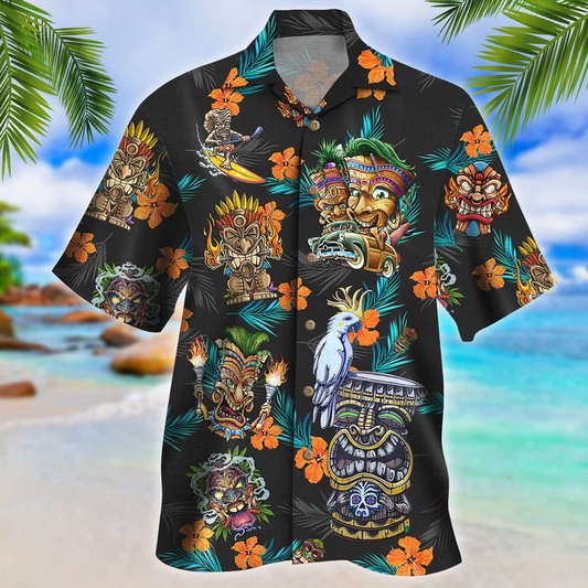 Tiki Hawaii Shirt, Summer aloha shirt, Gift for summer HO0776