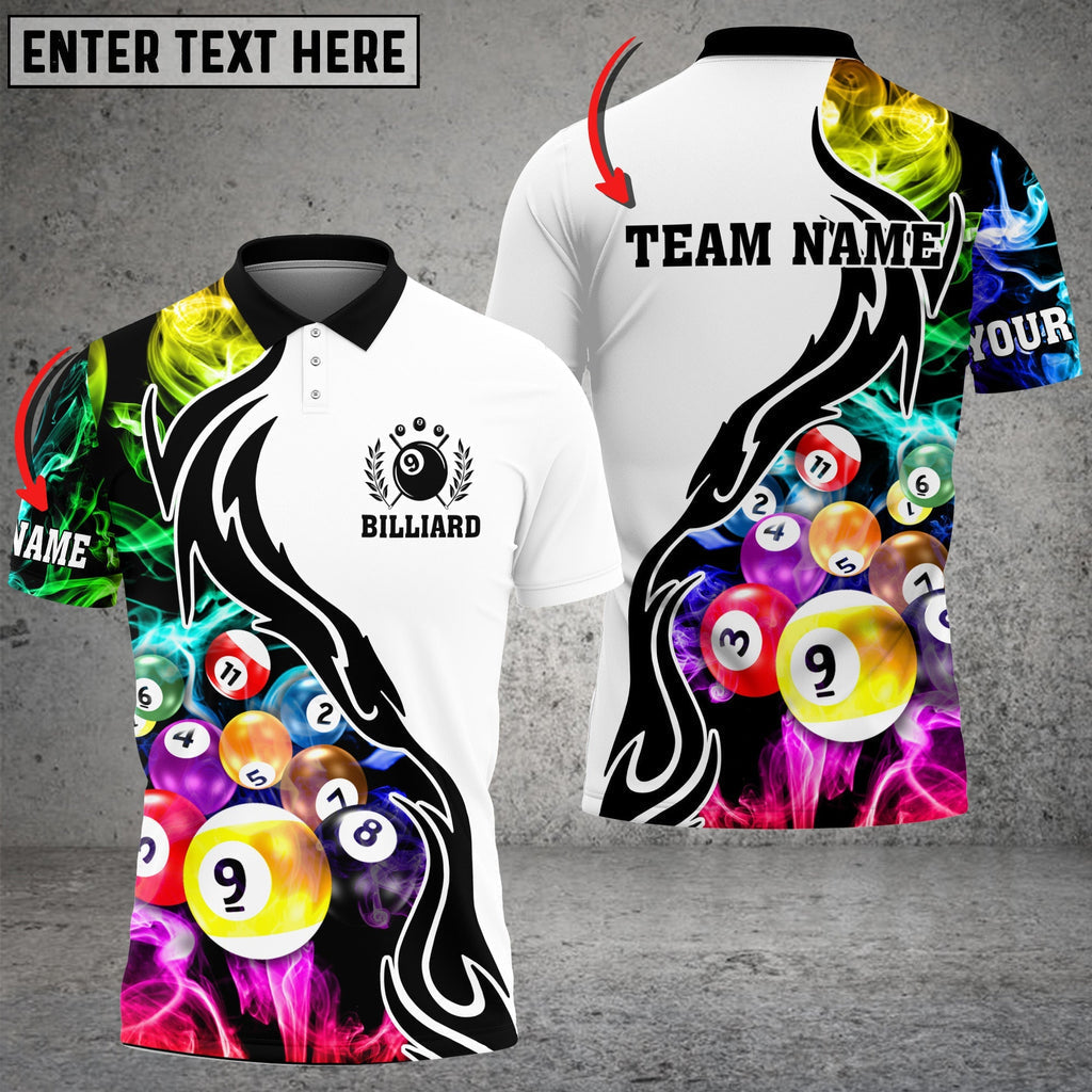 Lasfour Billiard 9 Ball Multicolor Smoke Pattern Customized Name 3D Shirt BIA0046