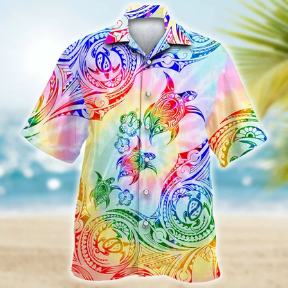 Turtle Sunset Maori Pattern Hawaiian Shirt, Gift for Turtle lovers HO2048