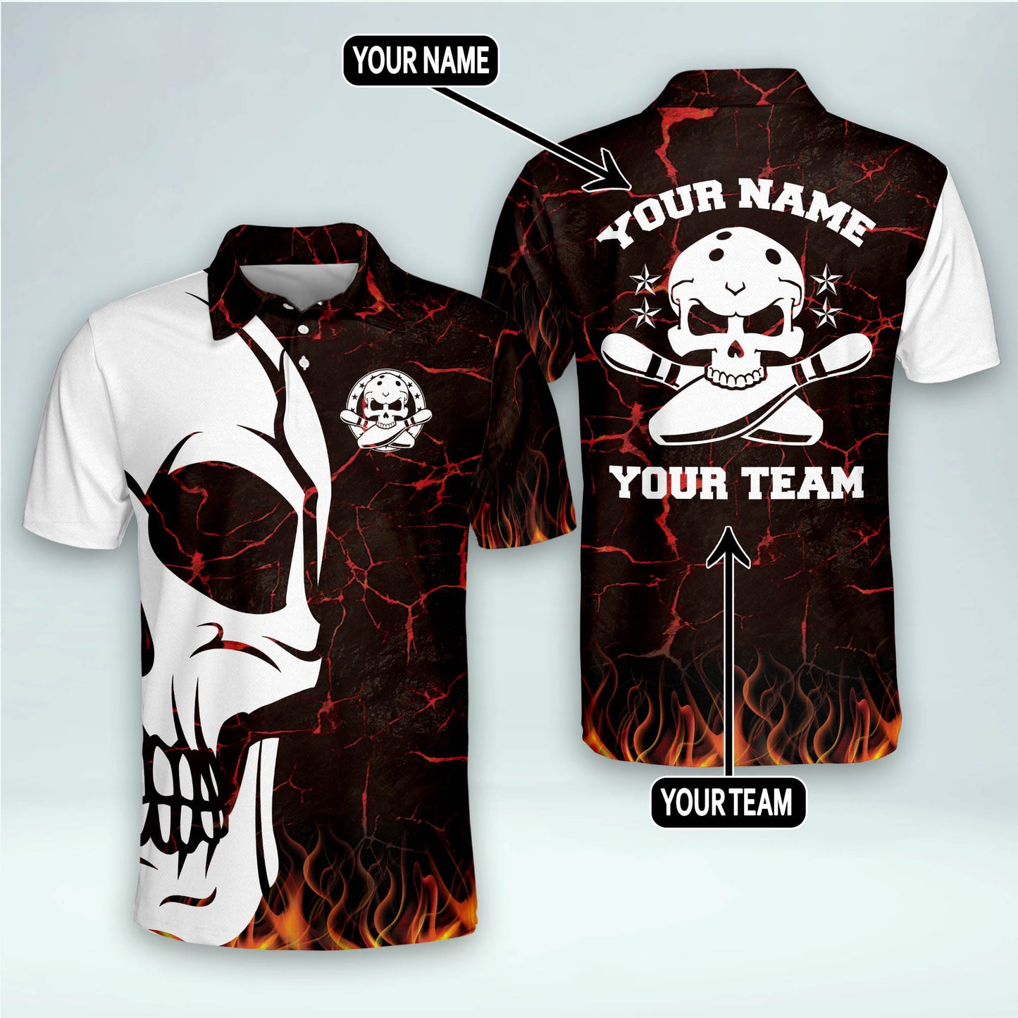 Custom Crazy Skull Bowling Shirts BM0131