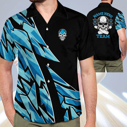 Custom Blue Skull Casual Hawaiian Shirt HB0075