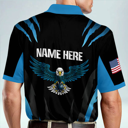 Custom Bowling Shirts For Men - Eagles Short Sleeve Bowling Team Shirts For Men - Men's Customized American Flag Designer Bowling Shirt For Men BM0129