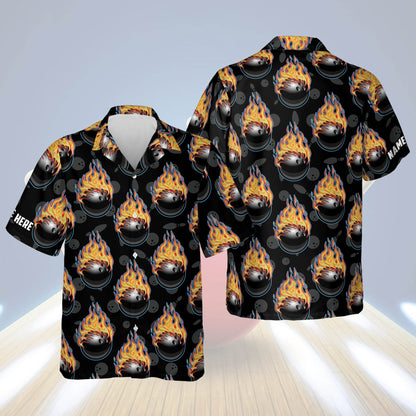 Bowling Ball Flame Pattern Hawaiian Shirts HB0003
