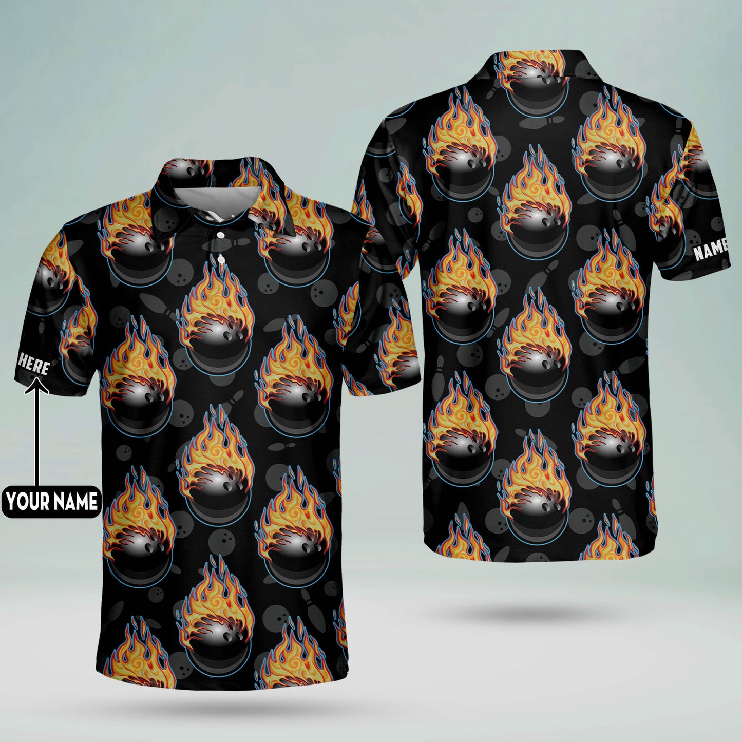 Custom Funny Flame Ball Bowling Shirts BM0034