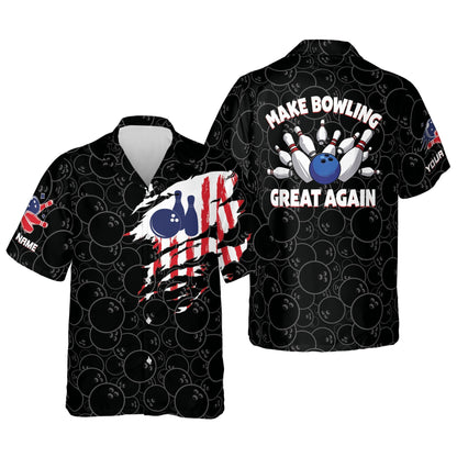 Custom name Bowling Shirts for Men, Men's USA Hawaiian shirt, Bowling Hawaiian shirt for men HO2764