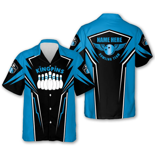 Button-Down King Pin Bowling Short Sleeve Hawaiian shirt for men and women, Summer gift for Bowling team shirt HO2720
