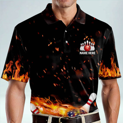 Custom Bowling Shirts For Men - Customized Funny Bowling Shirts For Men - We Can Train You Mens Bowling Shirts - Flame American Bowling Shirt Funny BM0246