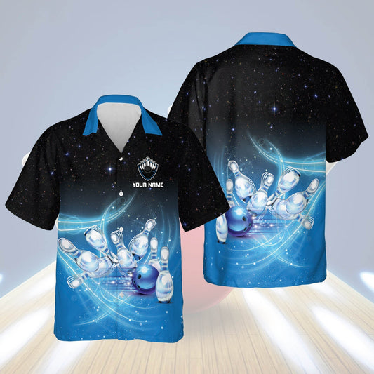 Copy of Personalized name USA Bowling Button-Down Short Sleeve Hawaiian Shirt, Bowling Hawaiian shirt for men HO0234