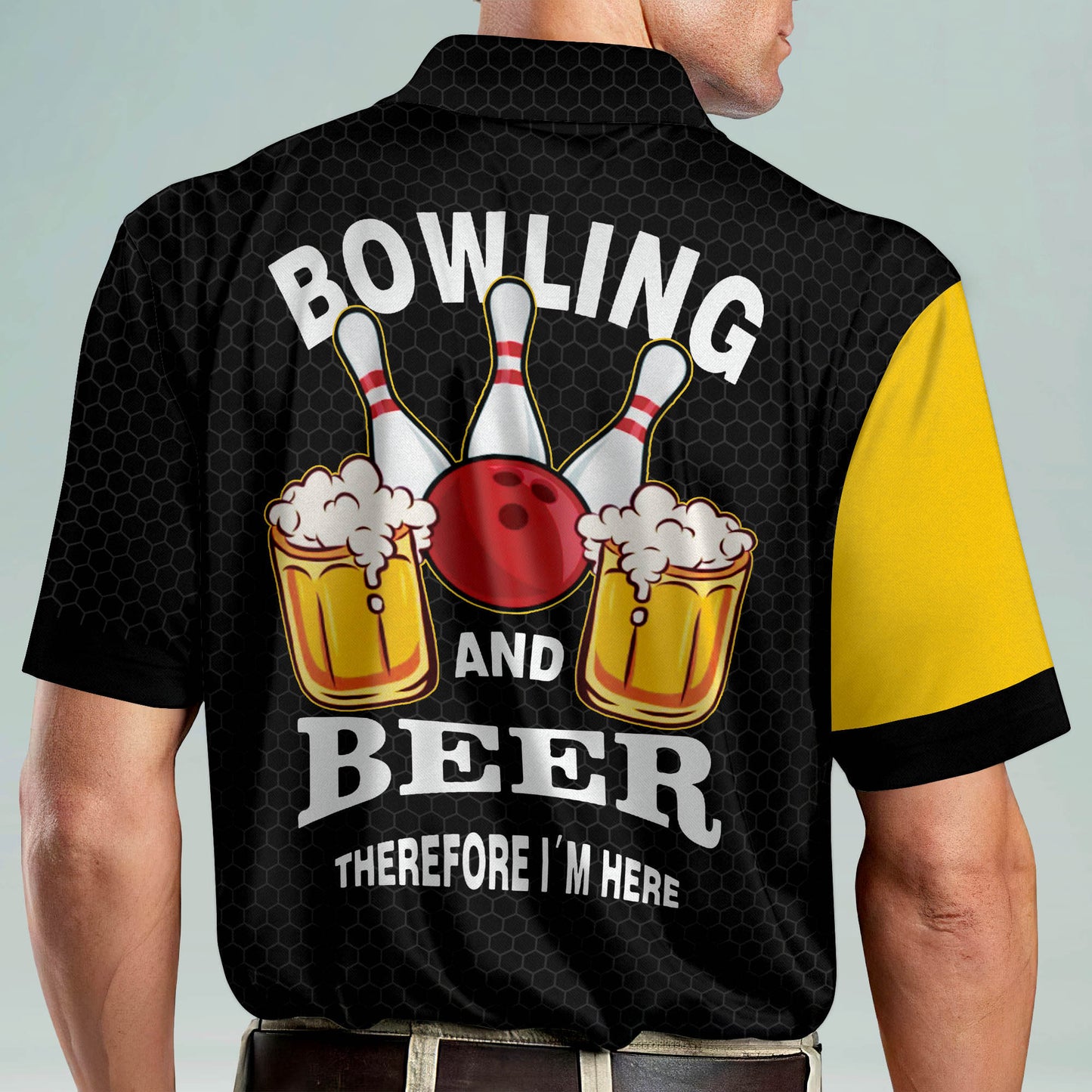 Custom Bowling Shirts For Men - Men's Custom Funny Bowling Shirts With Logo - Crazy Bowling Shirts - Beer Short Sleeve Bowling Polo Shirts For Men BM0097