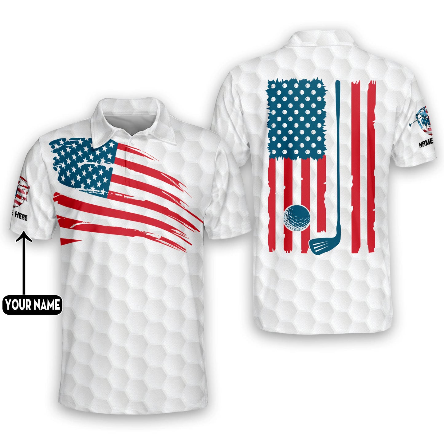 Proud Golf American Flag Golf Polo Shirt GM0118