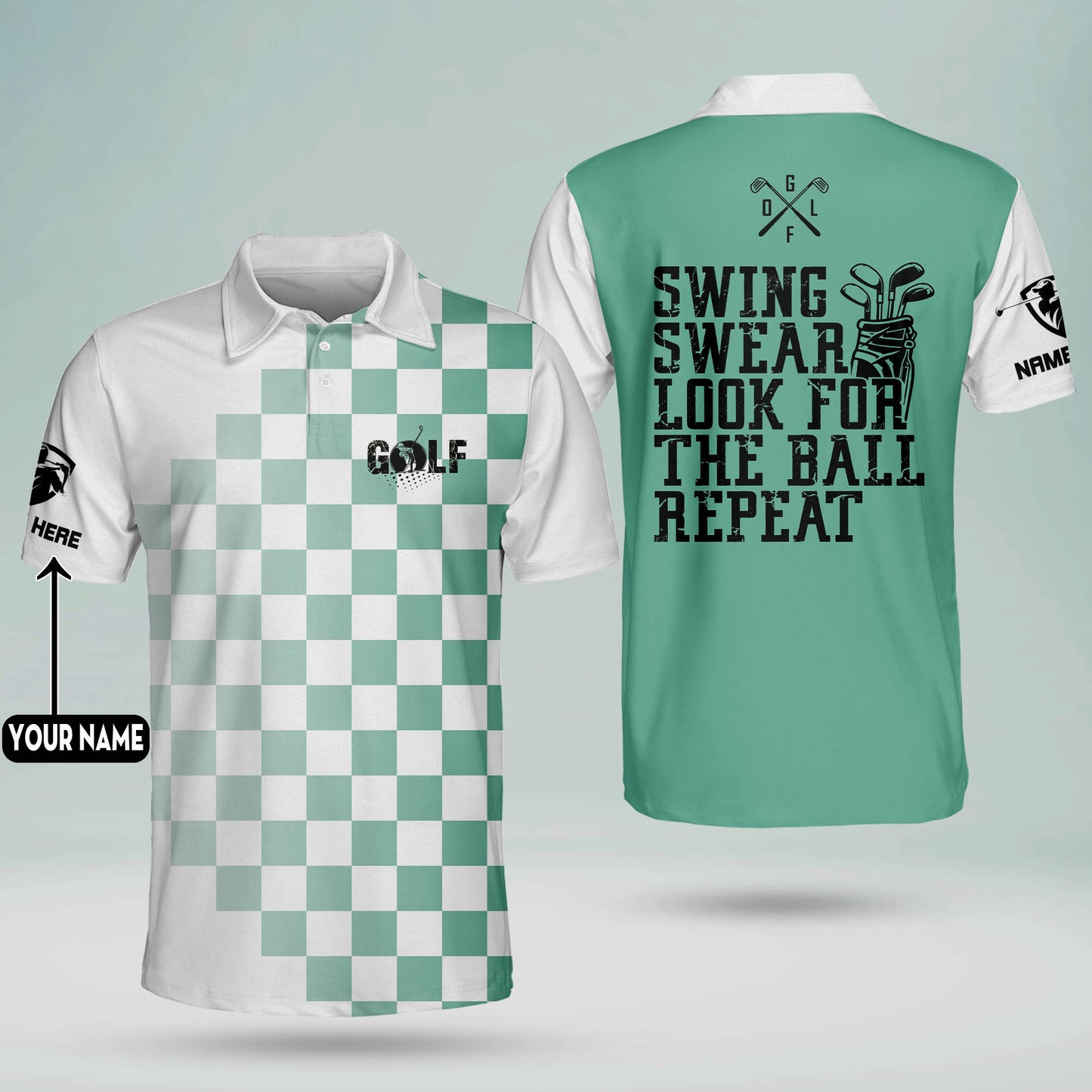 Swing Swear Look for The Ball Repeat Golf Polo Shirt GM0285