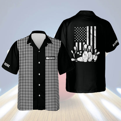 Custom USA Flag Patriotic Hawaiian Bowling Shirts, bowling Hawaiian Shirt for Men, Bowling team shirt HO2730