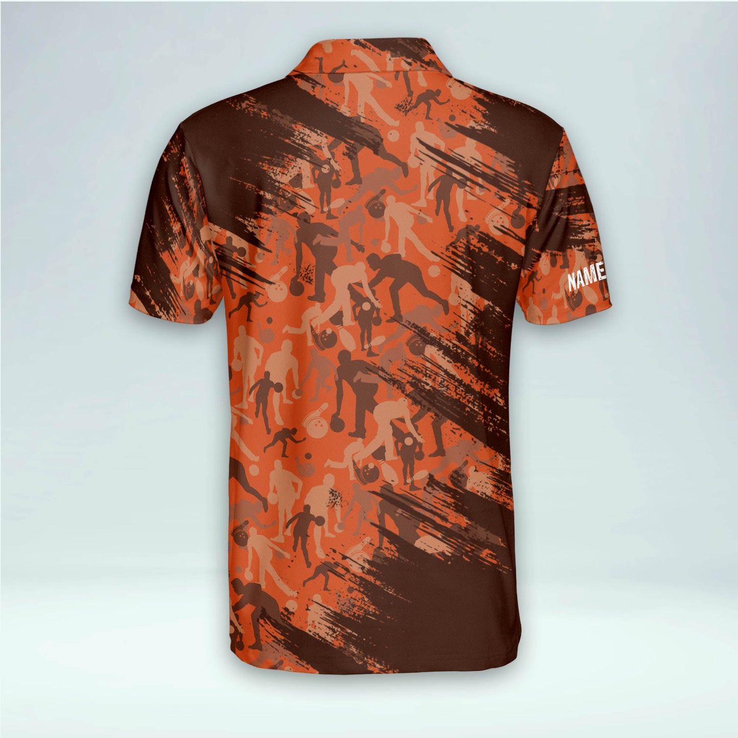 Custom Bowling Shirts For Men - Skull Short Sleeve Designer Bowling Shirt - Men's Custom Bowling Shirts With Name - Men's Orange Bowling Polo Shirts BM0125