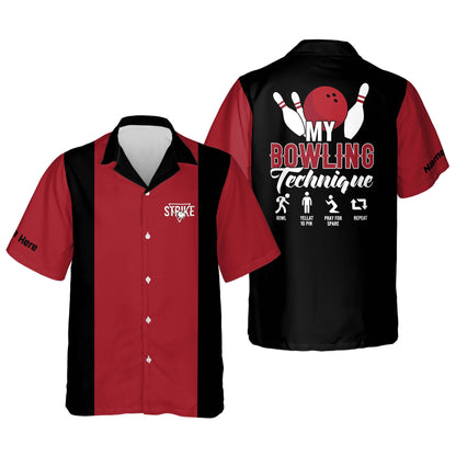 Personalized bowling Hawaiian shirt for men, Strike My Bowling Technique Hawaiian Shirt HO2775