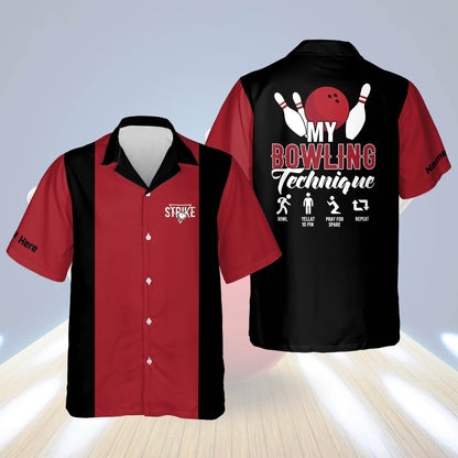 Personalized bowling Hawaiian shirt for men, Strike My Bowling Technique Hawaiian Shirt HO2775
