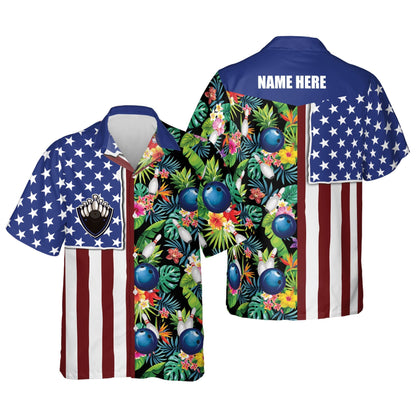 Personalized bowling Hawaiian shirt for men, Custom USA Texas Flag Hawaiian Bowling Shirts HO2772