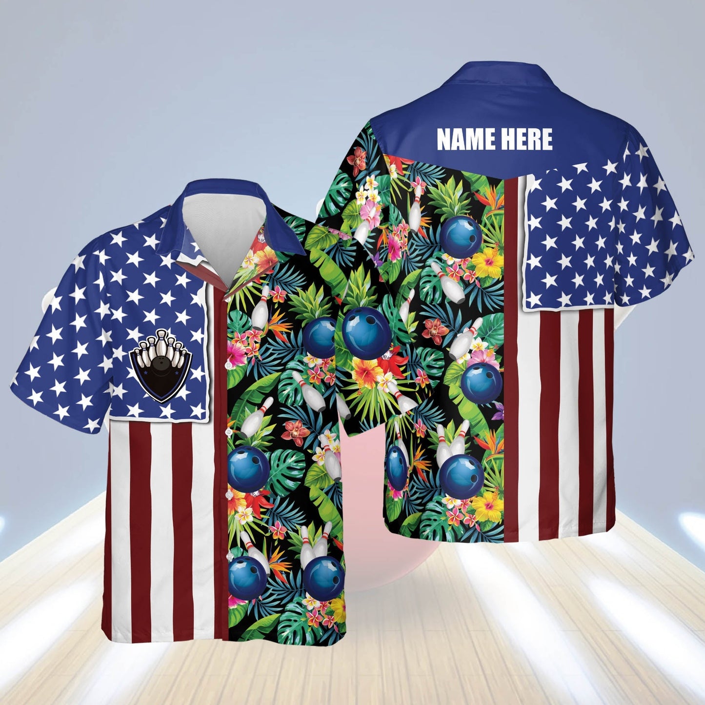 Personalized bowling Hawaiian shirt for men, Custom USA Texas Flag Hawaiian Bowling Shirts HO2772