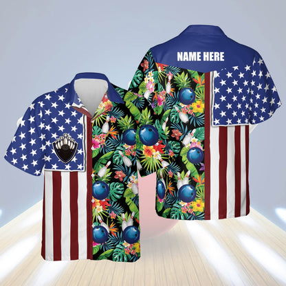 Personalized bowling Hawaiian shirt for men, Custom USA Texas Flag Hawaiian Bowling Shirts HO2772