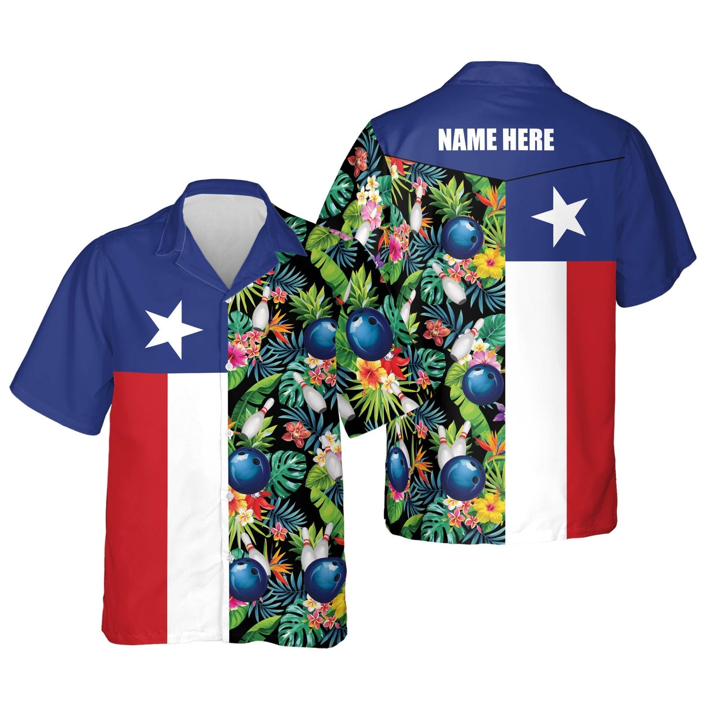 USA Texas Bowling Flag Shirt Tropical Hawaiian Shirt, Bowling Hawaiian shirt for men HO2761