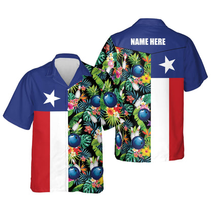 USA Texas Bowling Flag Shirt Tropical Hawaiian Shirt, Bowling Hawaiian shirt for men HO2761