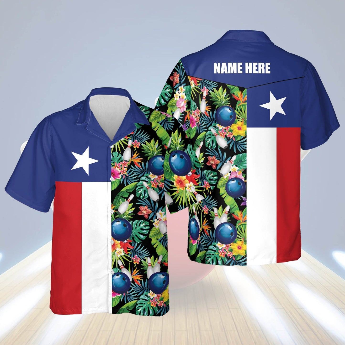 USA Texas Bowling Flag Shirt Tropical Hawaiian Shirt, Bowling Hawaiian shirt for men HO2761