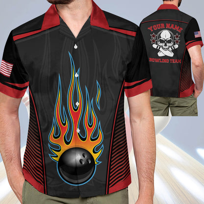Flame Skull  Button-Down Hawaiian Shirt HB0011