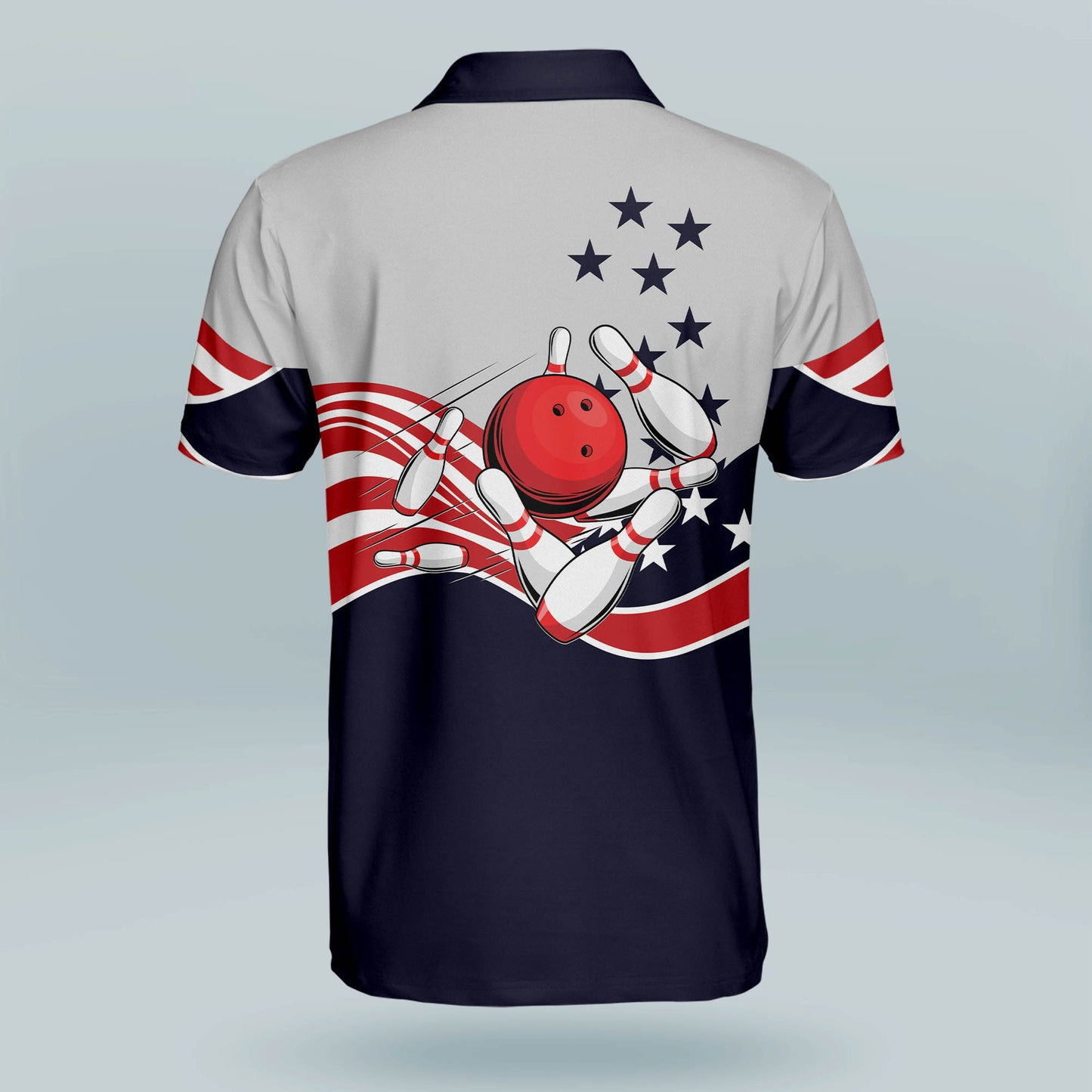 Custom Bowling Shirts For Men - Men's Custom Bowling Team Shirts - Crazy Cool Designer Bowling Shirt - American Flag Short Sleeve Bowling Shirts Mens BM0088