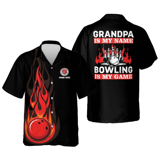 Custom Hawaiian Bowling Shirts For Men, Grandpa is my name bowling is my game HO2778