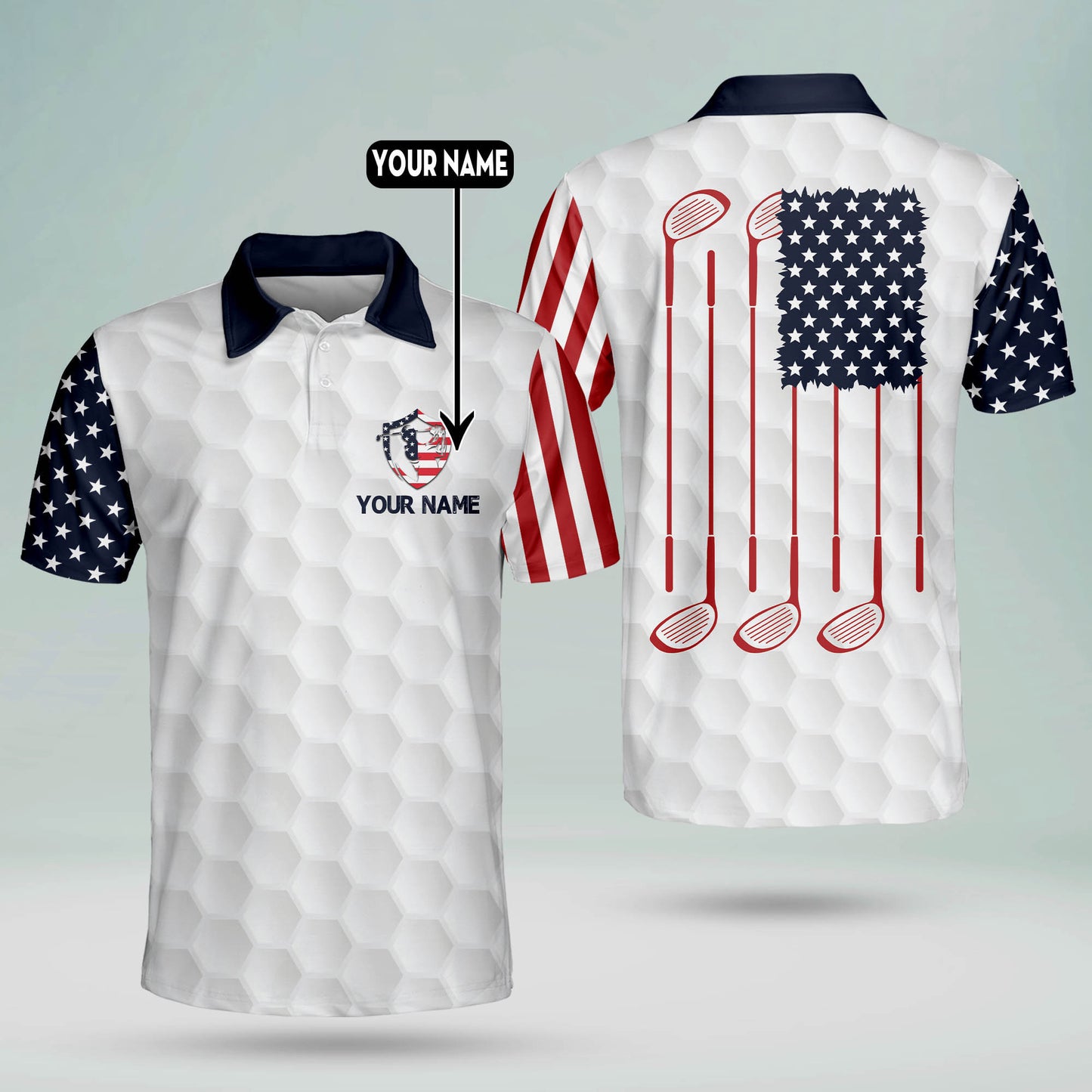America Flag Club Golf Polo Shirt GM0127