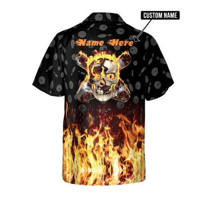 Flame Skull Button-Down Hawaiian Shirt HB0038