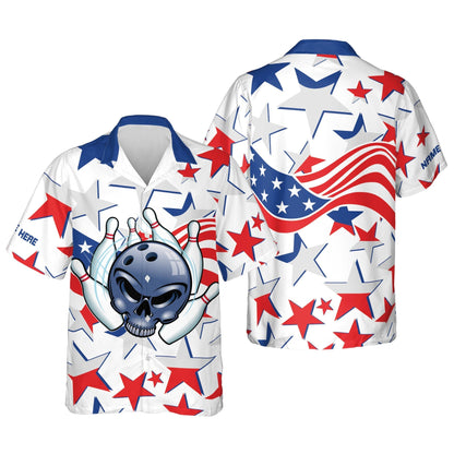 USA Bowling Button-Down Short Sleeve Bowling Flag Hawaiian Shirt HO2769